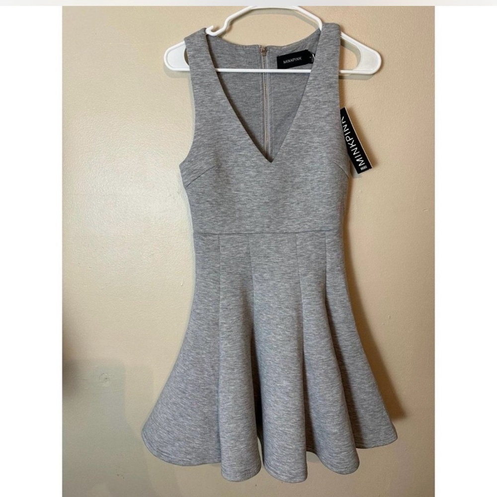 MINKPINK Gray Sleeveless Fit and Flare Mini Dress